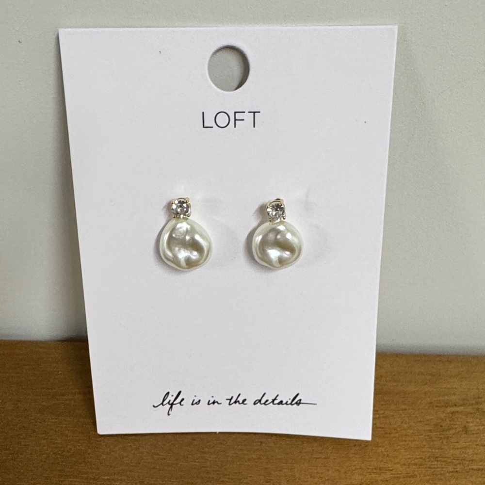 LOFT White and Silver Stud Earrings